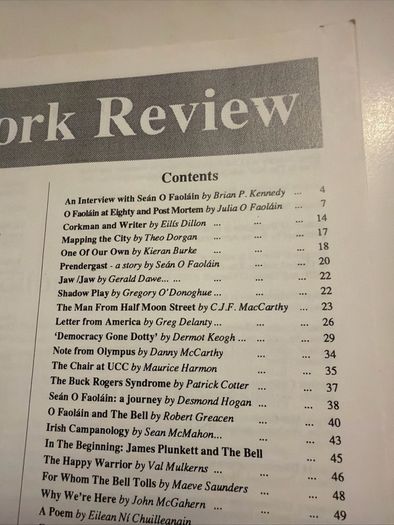 DUNNE, SEAN [EDITOR]. The Cork Review ; Sean O Faolain. 1900-1991. 1st Ed.