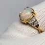 Sterling silver Ethiopian Opal , White Zircon Main Stone With Side Stone Ring in 18K YG Vermeil Sterling Silver 1.40 ct 1.230 Ct. Image 9