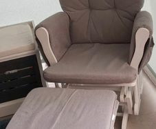 Babylo Brompton Glider & Footstool Grey suedette/White wood