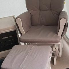 Babylo Brompton Glider & Footstool Grey suedette/White wood
