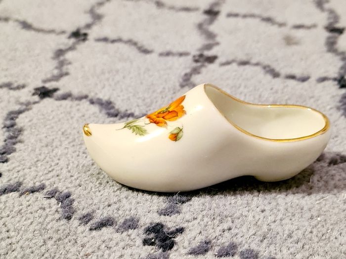 Gorgeous Limoges White Clog/Slipper/Shoe with Red Poppy