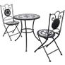 3 Piece Bistro Set Ceramic Tile Black and White Image 2