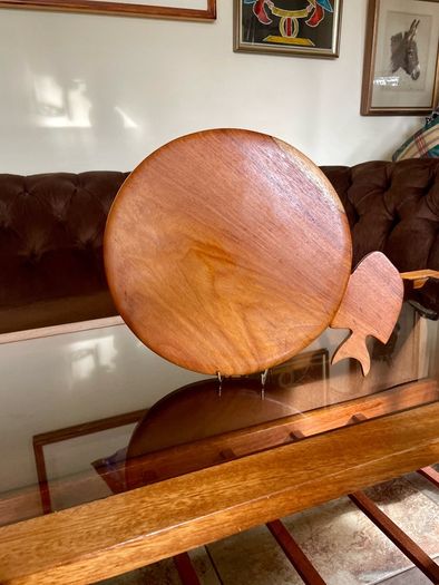 Vintage Teak Mid Century Divided Serving Platter Carved Handle Retro Stylised Fish