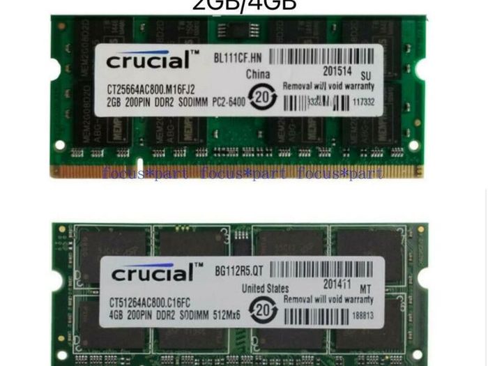 Crucial 2gb 4gb Pc2-6400 5300s  800mhz Ddr2 200pin Laptop So-dimm Memory