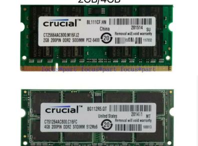 Crucial 2gb 4gb Pc2-6400 5300s  800mhz Ddr2 200pin Laptop So-dimm Memory