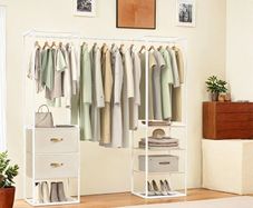 Open wardrobe Clothes Rack with 2 Drawers and 4  Shelves Heavy Duty