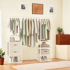 Open wardrobe Clothes Rack with 2 Drawers and 4  Shelves Heavy Duty