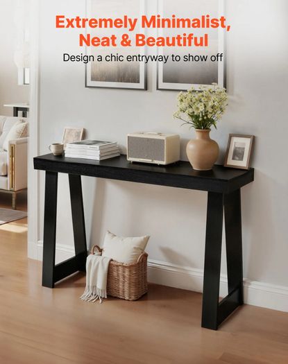 118 cm Console Table, Modern Desk Behind the Couch, Wooden Rectangle Entrance Desk, Narrow Long Sofa Table