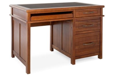 EBONY OFFICE DESK Dark Chestnut finish and a black leather inlay.