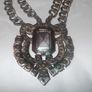 a lovely vintage  costome jewelley pendent with white stones and a large red stone Image 6