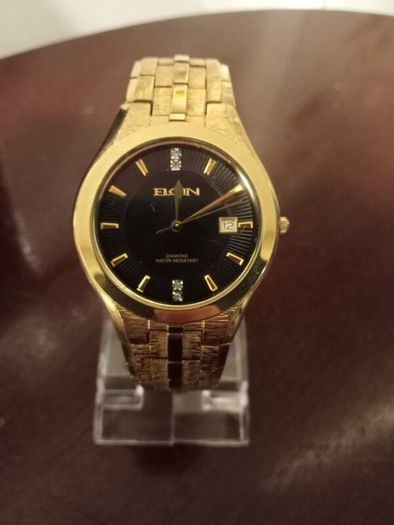 Rare Retro Elgin Lord Diamond Dial Mens Dress Watch.