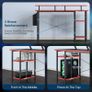 Gaming Desk with LED Lights Power Outlets Reversible Computer Storage Shelves Dual Monitor Stands for Home Office Study 100x50cm Carbon Fiber Black Image 8