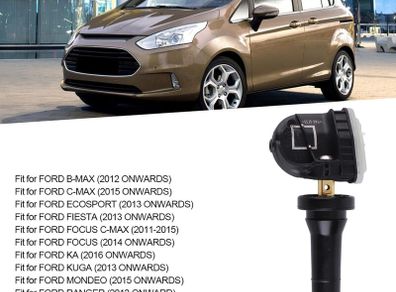 Tyre Pressure Sensor, 4PCS Tpms Sensor, Copper Rubber Tyre Pressure Monitoring System 1862980, 2036832, 2318530 for B-Max C-Max Ecosport Ka Kuga Mondeo Transit Tourneo