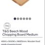 T&G Beech Wood Chopping Board Medium Image 2