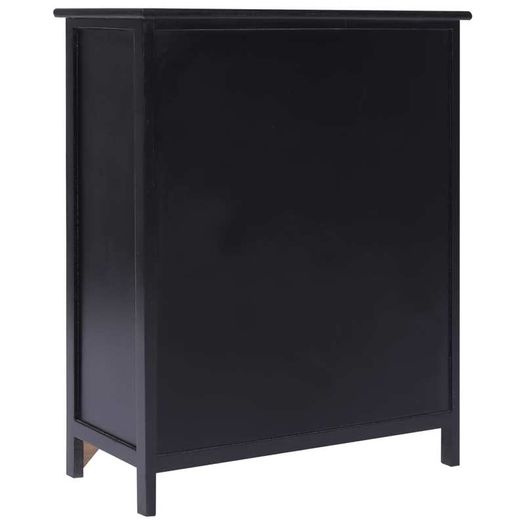 Side Cabinet Black 60x30x75 cm Paulownia Wood