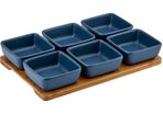 Ladelle Porcelain Snack Serving Dishes Set 7 Blue