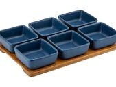 Ladelle Porcelain Snack Serving Dishes Set 7 Blue