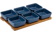 Ladelle Porcelain Snack Serving Dishes Set 7 Blue