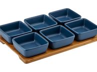 main image for ad Ladelle Porcelain Snack Serving Dishes Set 7 Blue