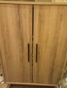 Modern Light Oak 2-Door Storage Cabinet Cupboard