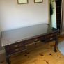 Solid wood mahogany desk with removable glass top Image 2