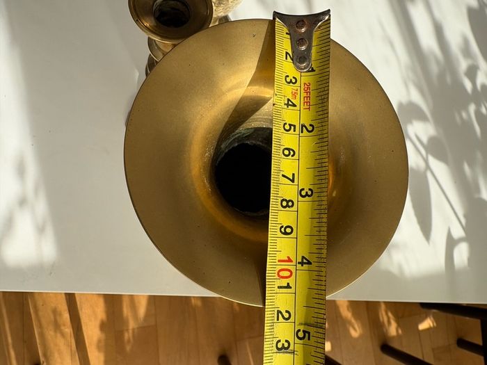 x2 Vintage Solid Brass Vases and candle holder