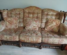Vintage farmhouse style solid oak 3+1+1 suite - premium upcycle