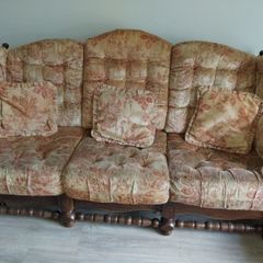 Vintage farmhouse style solid oak 3+1+1 suite - premium upcycle
