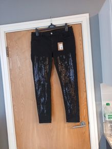 First Party  Black With Sequin Pattern  Jeans. Size 16.   B.N.W.T.