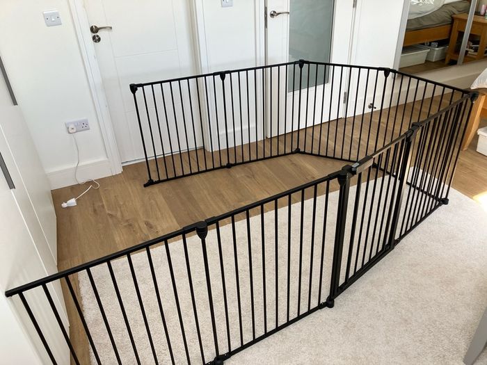 Large 8-Panel Black Metal Baby/Toddler Playpen. / Safety Gate - New