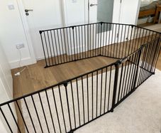 Large 8-Panel Black Metal Baby/Toddler Playpen. / Safety Gate - New