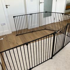 Large 8-Panel Black Metal Baby/Toddler Playpen. / Safety Gate - New