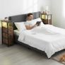 Bedside Table Set of 2 with Charging Station, Narrow Side Table with LED Lights Image 5