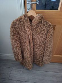 leopard print faux coat