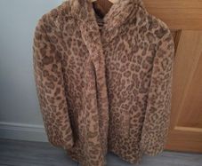 leopard print faux coat