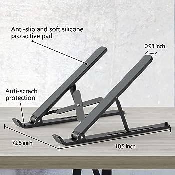 FREE EXPRESS SHIPPING Laptop Stand for Desk, Adjustable Laptop Riser ABS Silicone Foldable Portable Laptop Holder, Ventilated Cooling Notebook Stand for 10-15.6 inch Laptops,Tablet-Black
