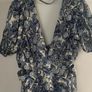 MIDI dress Puff sleeve blue flowerpeint Reiss size 14 Brand New Image 6
