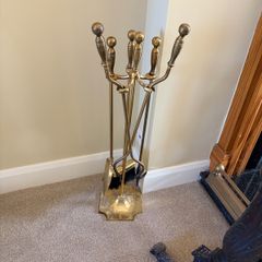 Brass fireplace utensils