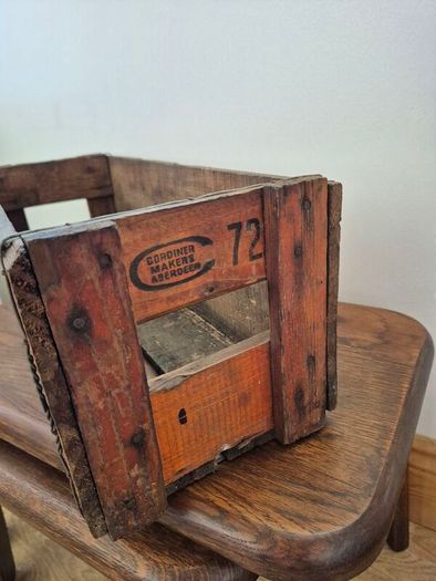 Vintage C&C Wooden Crate & Antique Bottle Collection 1970s / Victorian Era