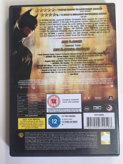 Batman Begins (Christopher Nolan Film) [2005] Christian Bale, Michael Caine & Liam Neeson [Movie 2xDVD]