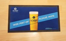 Harp Irish Lager rubber bar mat designed for pub countertops  size  23x43cm