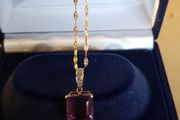 10 ct gold Amethyst and Diamonds pendant