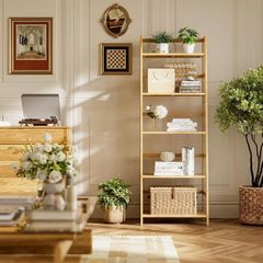 Bamboo Ladder Shelf, 5-Tier Bookshelf