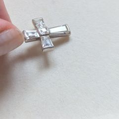 Solid silver crystal cross