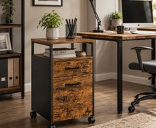 Industrial Mobile Filing Cabinet with Drawers & Hanging File
