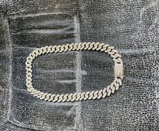 Genuine sliver cuban link chain with sparkling stones