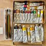 Oil paint color, brushes, frame, wooden box Image 2
