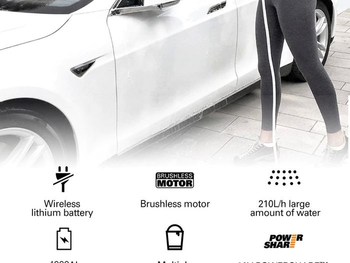 Crodless Car Washer Rechargeable High Pressure High Flow Spray gun Portable Cleaner Washing