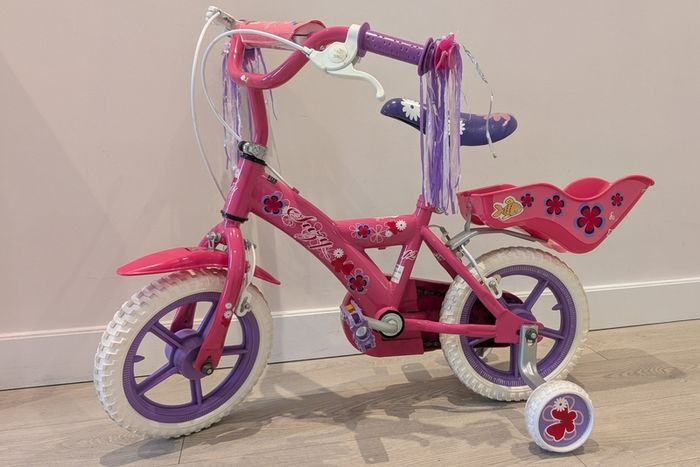 Kids Bike with Stabilisers and Doll Carrier Pink