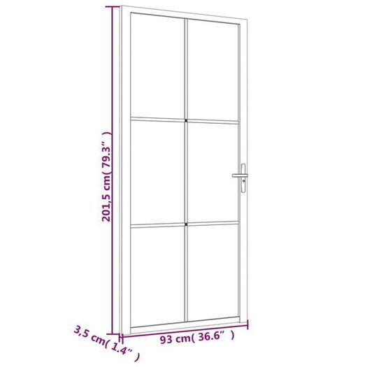 Interior Door 93x201.5 cm Black Matt Glass and Aluminium